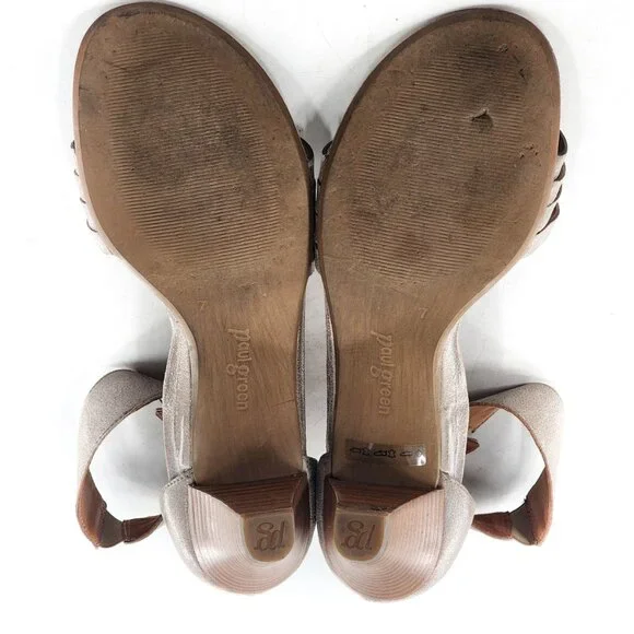 PAUL GREEN Coco Silver Metallic Leather Ankle Strap Sandals - Picture 8 of 8